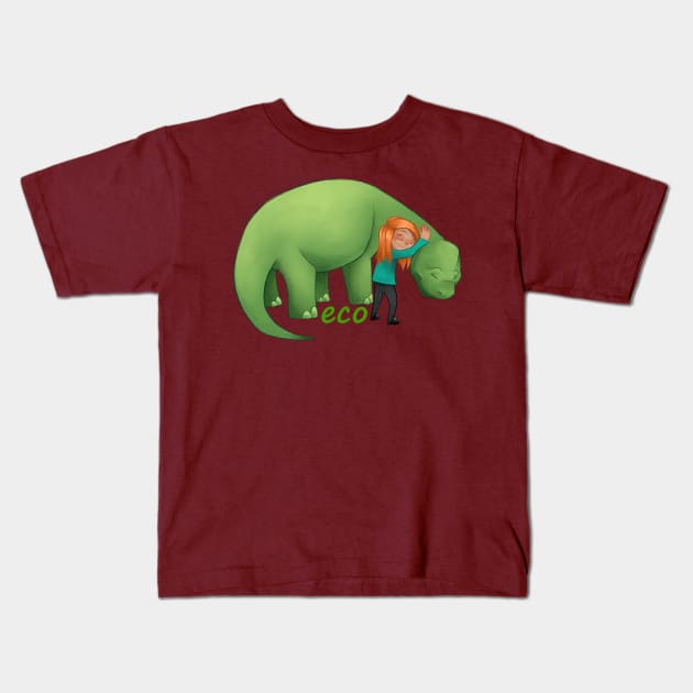 Hug A Friend! - Bronto With Girl Edition Kids T-Shirt by eco